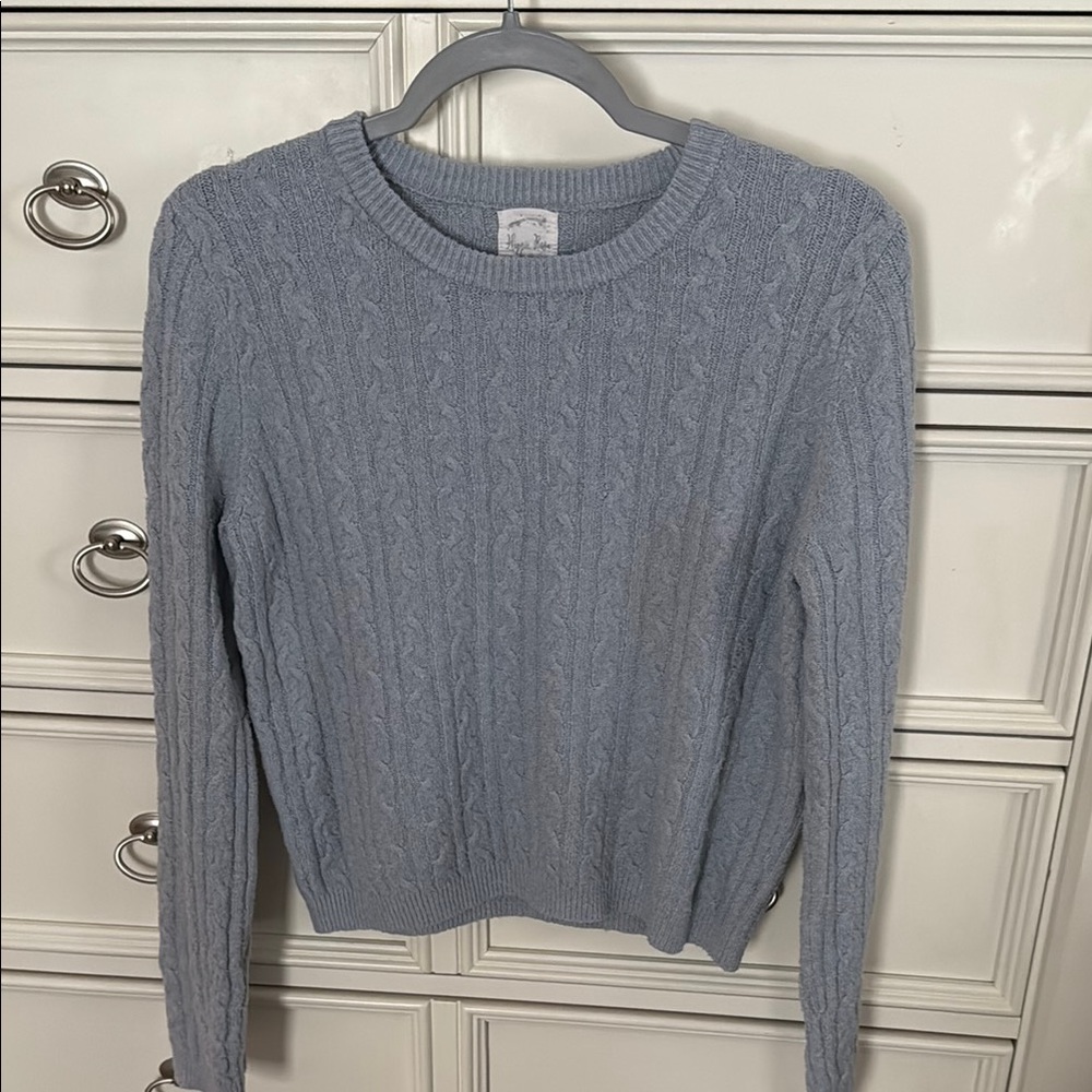 COPY - Hippie Rose Light Blue Cable Knit Crew Neck Sweater